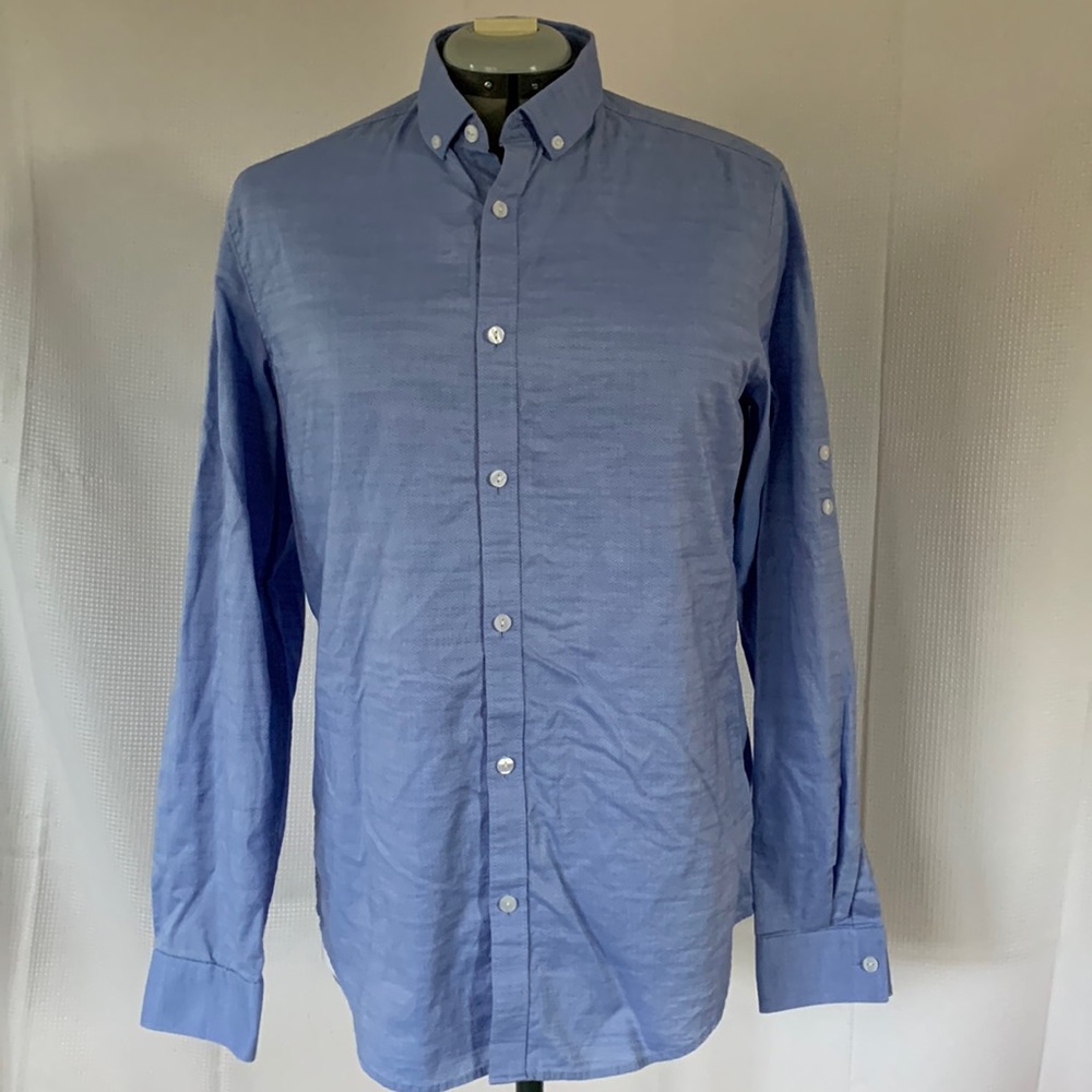 Calvin Klein blue button down shirt with roll up sleeves